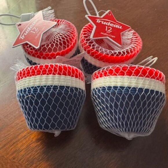 Trudeau Silicone Standard Muffin Cup Liners Red White Blue 12 count - 4 Pack - Picture 1 of 3